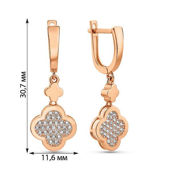 Сережки Конюшина з червоного золота з фіанітами (арт. 1091416/10) – зображення 2