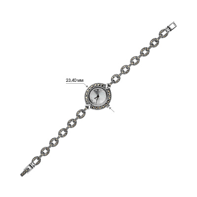 Срібний годинник з фіанітами та марказитами  (арт. 7426/278мрк)