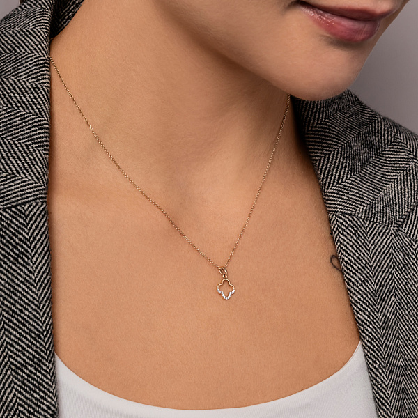 Подвес Клевер из красного золота с фианитами (арт. 440682) – изображение 2