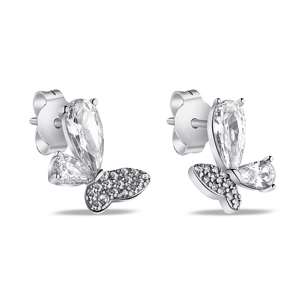 Серебряные серьги Бабочки с фианитами (арт. 7518/7049) – изображение 1