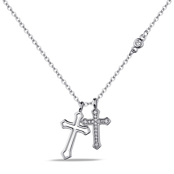 Фото Серебряное колье Крестики с фианитами (арт. 7507/2136)