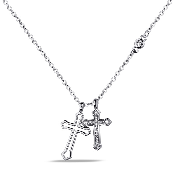 Серебряное колье Крестики с фианитами (арт. 7507/2136) – изображение 1