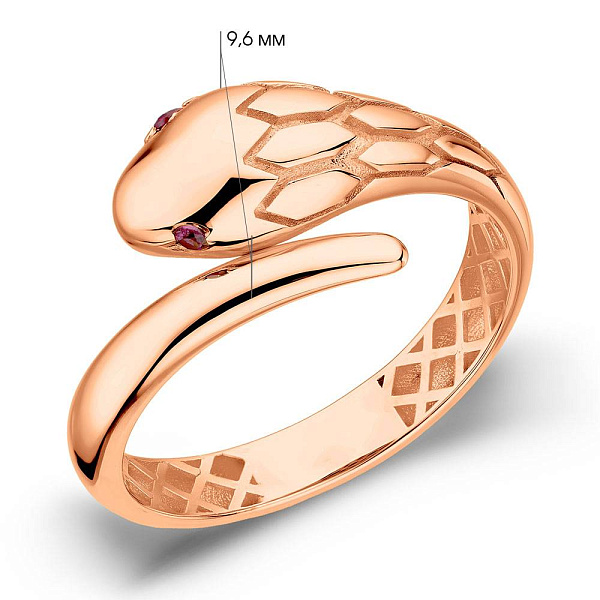 Золота каблучка Змія з фіанітами (арт. 156672млн) – зображення 4