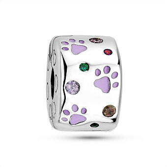 Серебряный шарм с эмалью и фианитами (арт. 7903/4352еф)