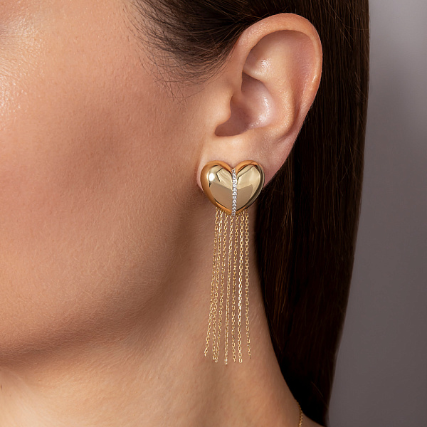 Золоті сережки Francelli Сердечка з діамантами (арт. С111382010ж) – зображення 2