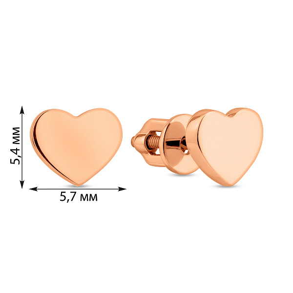 Золоті сережки-пусети Сердечка (арт. 110618) – зображення 3