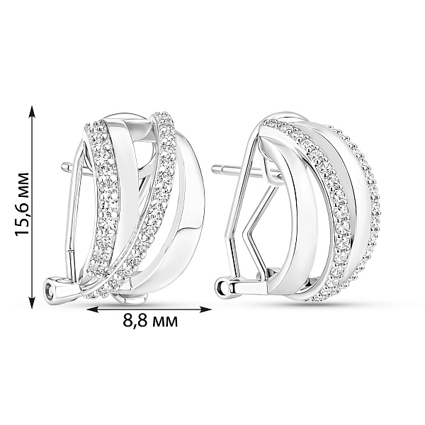 Серебряные серьги с дорожкой из фианитов (арт. 7502/10210) – изображение 2