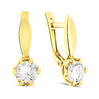 Фото Золоті сережки в жовтому кольорі металу з фіанітами (арт. 110218ж)