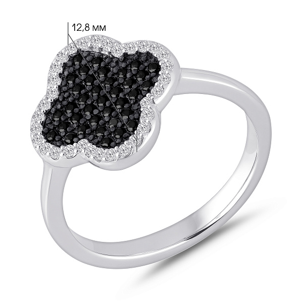 Серебряное кольцо Клевер с фианитами (арт. 7501/6547ч) – изображение 2