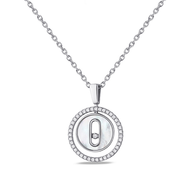 Серебряное колье с перламутром и фианитами (арт. 7507/1590п) – изображение 1