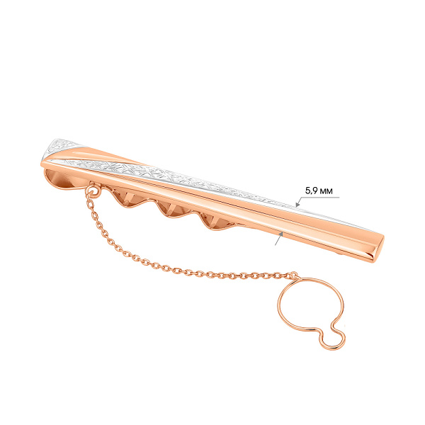 Затискач для краватки з червоного золота з родіюванням (арт. 200041ра) – зображення 2