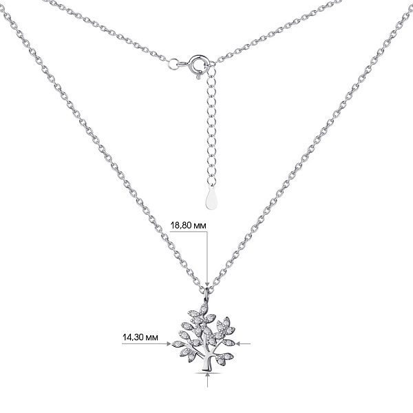 Кольє зі срібла "Дерево" з фіанітами (арт. 7507/1235) – зображення 3