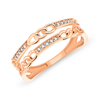 Двойное золотое кольцо "Звенья" с фианитами (арт. 155560)