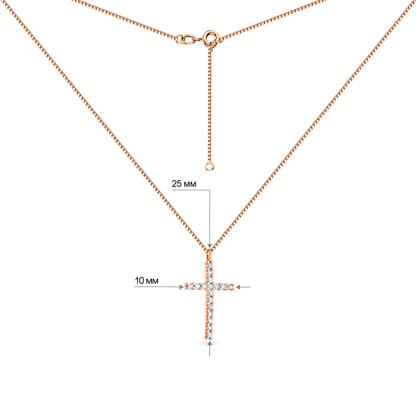 Кольє з золота Хрестик з діамантами (арт. Ц011276020/2) – зображення 3