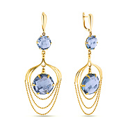 Сережки-подвески Francelli из желтого золота с кварцем (арт. 107814жПкг)