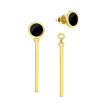 Золоті сережки трансформери Лýна з емаллю (арт. 110616жч)