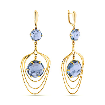 Сережки-підвіски Francelli з жовтого золота з кварцом (арт. 107814жПкг)