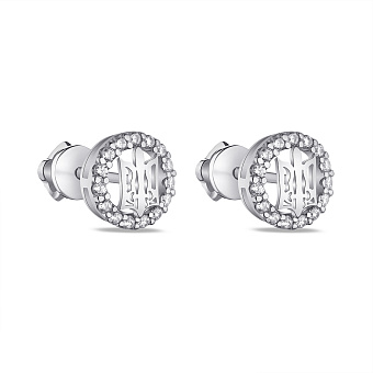 Фото Серьги-пусеты из серебра Герб Украины-Трезубец (арт. 7518/1917)