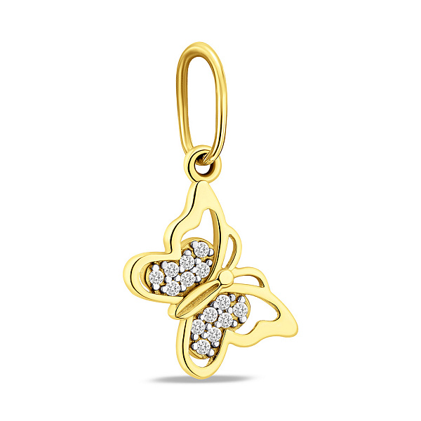 Подвеска из желтого золота Бабочка с фианитами (арт. 440461ж) – изображение 1