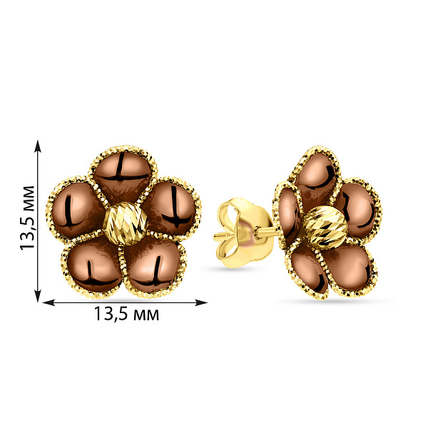 Золотые серьги пусеты Francelli Цветы (арт. 107381жкр) – изображение 5