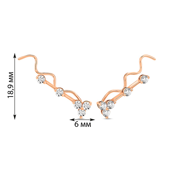 Золоті сережки клаймбери з фіанітами (арт. 110199) – зображення 5