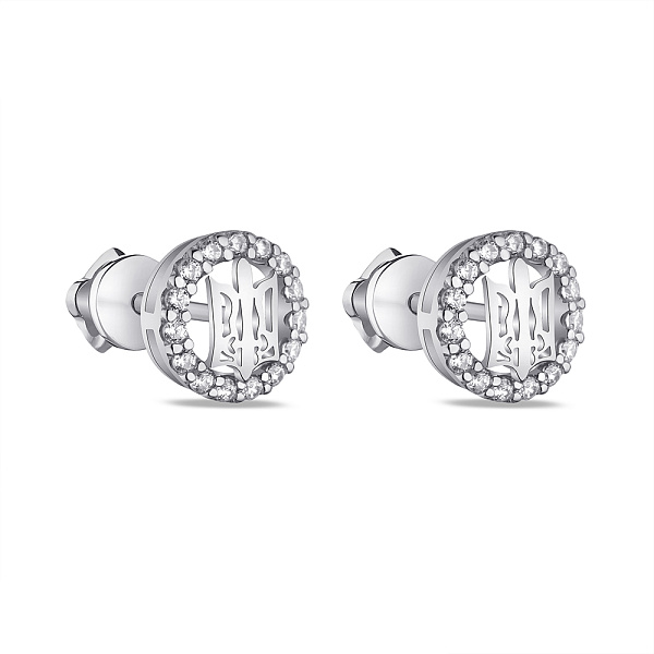 Серьги-пусеты из серебра Герб Украины-Трезубец (арт. 7518/1917) – изображение 1