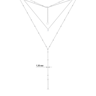 Серебряное многослойное колье с фианитом (арт. 7507/1088)