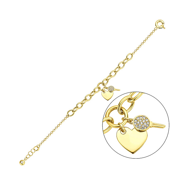 Золотой браслет с подвесками и с фианитами (арт. 326767жП2) – изображение 1