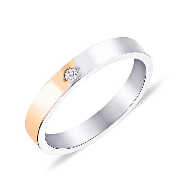 Серебряное кольцо с фианитом и золотыми накладками (арт. 7201/608кю) – изображение 1