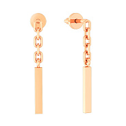 Золотые серьги пусеты "Звенья" с подвесками (арт. 110577)