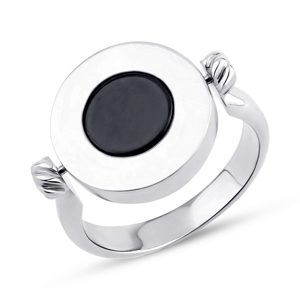 Каблучка з білого золота з оніксом (арт. 155662бо) – зображення 2