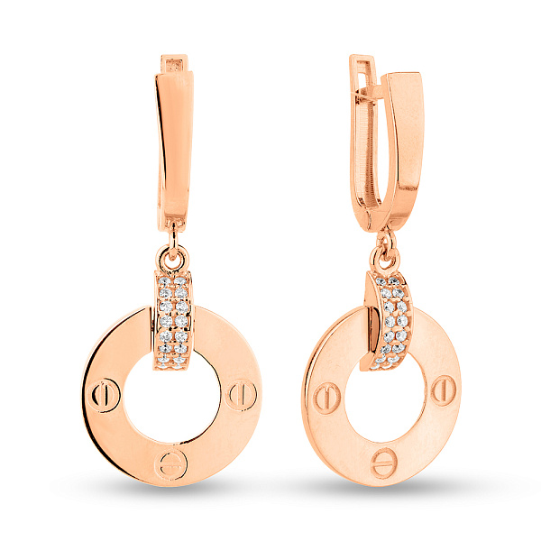 Серьги из красного золота с фианитами (арт. 1091607) – изображение 1