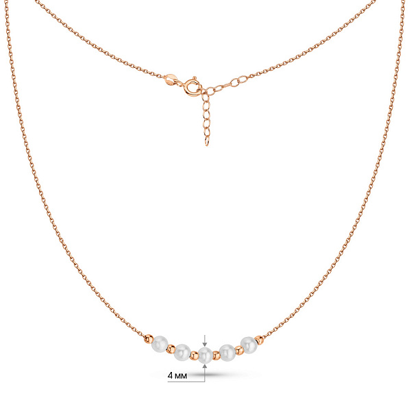 Кольє з червоного золота з перлами (арт. 352787прлб) – зображення 2