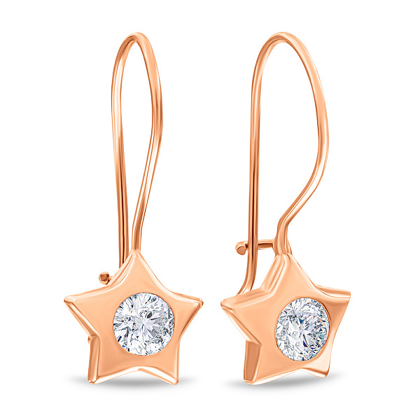 Серьги Звезды для детей из золота с фианитами (арт. 101263) – изображение 1