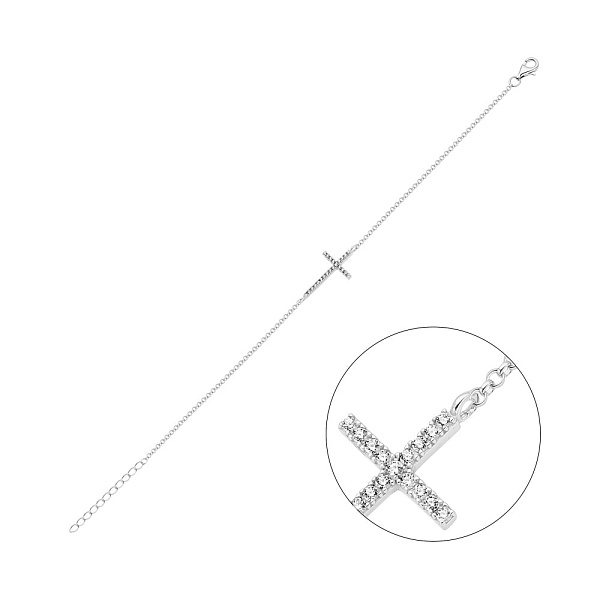 Браслет из серебра "Крестик" с фианитами (арт. 7509/991Бр) – изображение 1