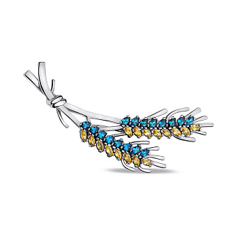 Серебряная брошь Колоски с альпинитами (арт. 7505/2110агж)