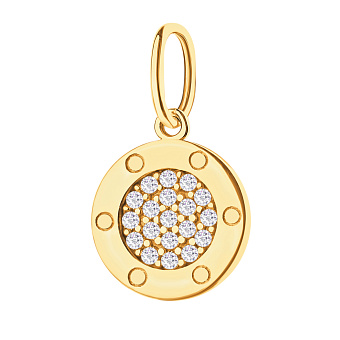 Золотой подвес в желтом цвете металла с фианитами (арт. 424145ж)