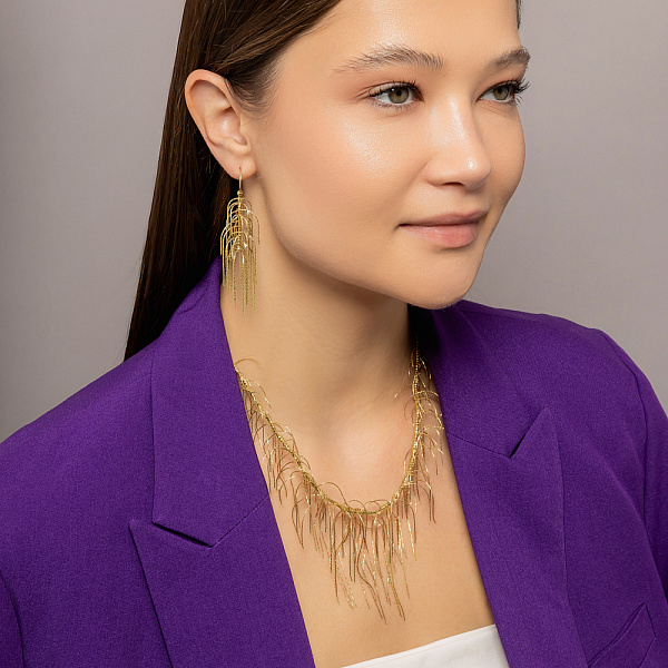 Золотые серьги Francelli с подвесками (арт. 105686ж) – изображение 4