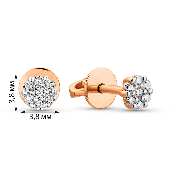 Золотые пусеты с бриллиантами (арт. Т011166010) – изображение 4