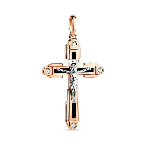 Золотой крестик с распятием и фианитами (арт. 501749еч) – изображение 1