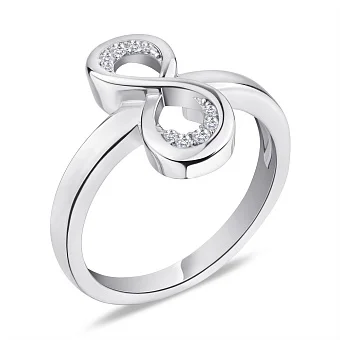 Каблучка зі срібла «Нескінченність і серце» з фіанітами (арт. 7501/5176)