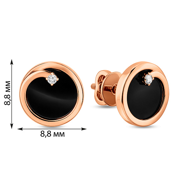 Серьги-пусеты Лýна из золота с эмалью и фианитами (арт. 110008еч) – изображение 4