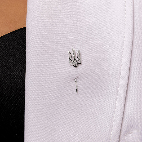 Значок-шпилька на лацкан з білого золота Тризуб (арт. 360006б) – зображення 2