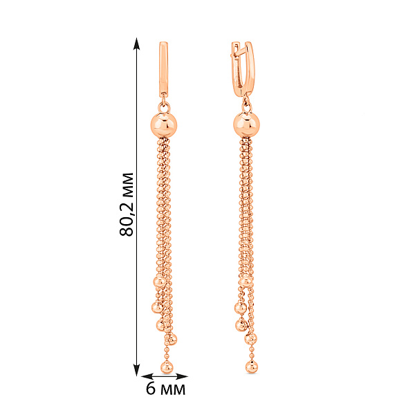 Длинные золотые серьги без камней (арт. 1091406) – изображение 3