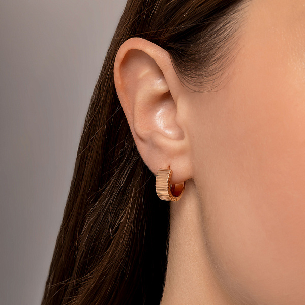 Сережки-кільця з золота з алмазною гранню (арт. 120303) – зображення 4