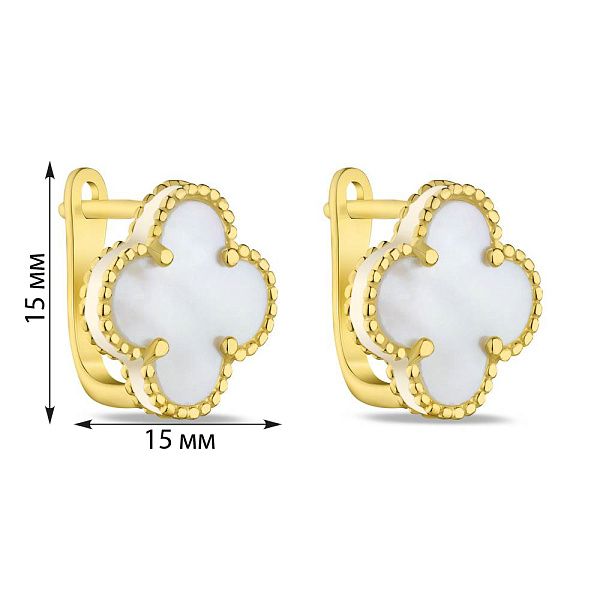 Сережки зі срібла з перламутром і жовтим родіюванням (арт. 7502/3153/15жп) – зображення 2