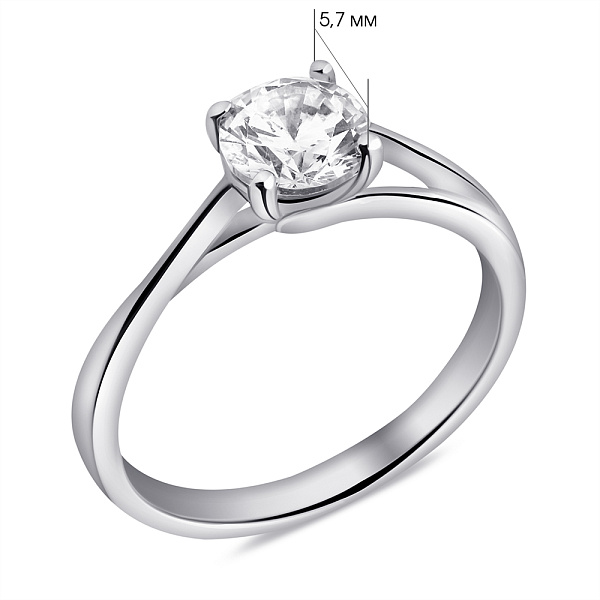 Срібна каблучка з одним фіанітом (арт. 7501/6933) – зображення 2