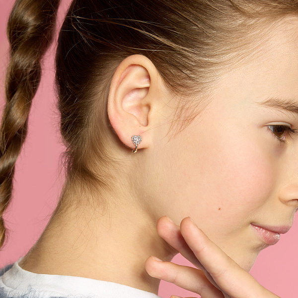 Серьги для детей с золота с розовыми фианитами (арт. 110262р) – изображение 2