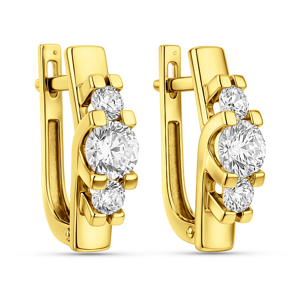 Серьги из желтого золота с фианитами (арт. 117400ж) – изображение 1