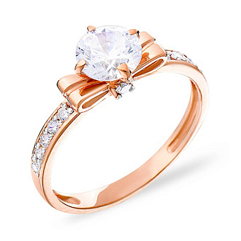 Фото Золотое кольцо с фианитами (арт. 140370)